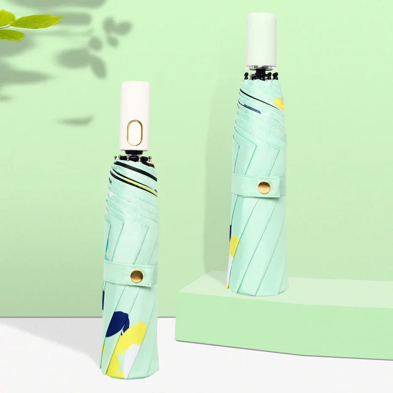 Creative Fully Automatic Parasol with Three Folding, Nordic Illustrator, Anti-UV Sun Umbrella, Sunny and Rain, Home Items, 1Pc