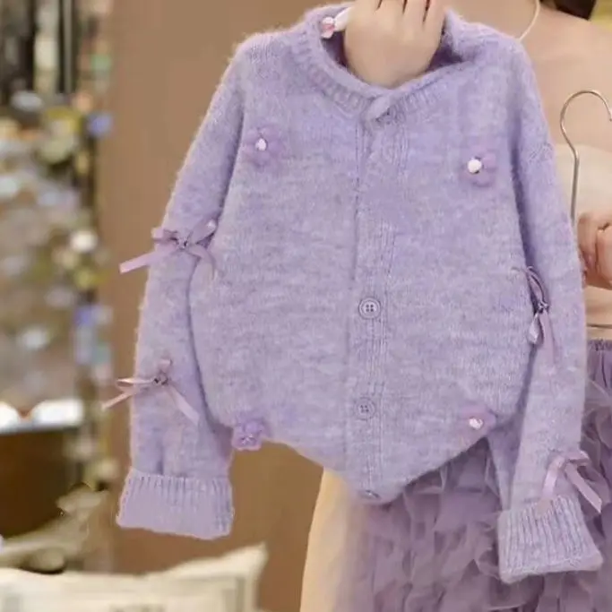 Girls Autumn Outfit Set 2026 New Children Clothing Stylish Girls Sweater and Mesh Skirt Two Piece Set Trendy - 6