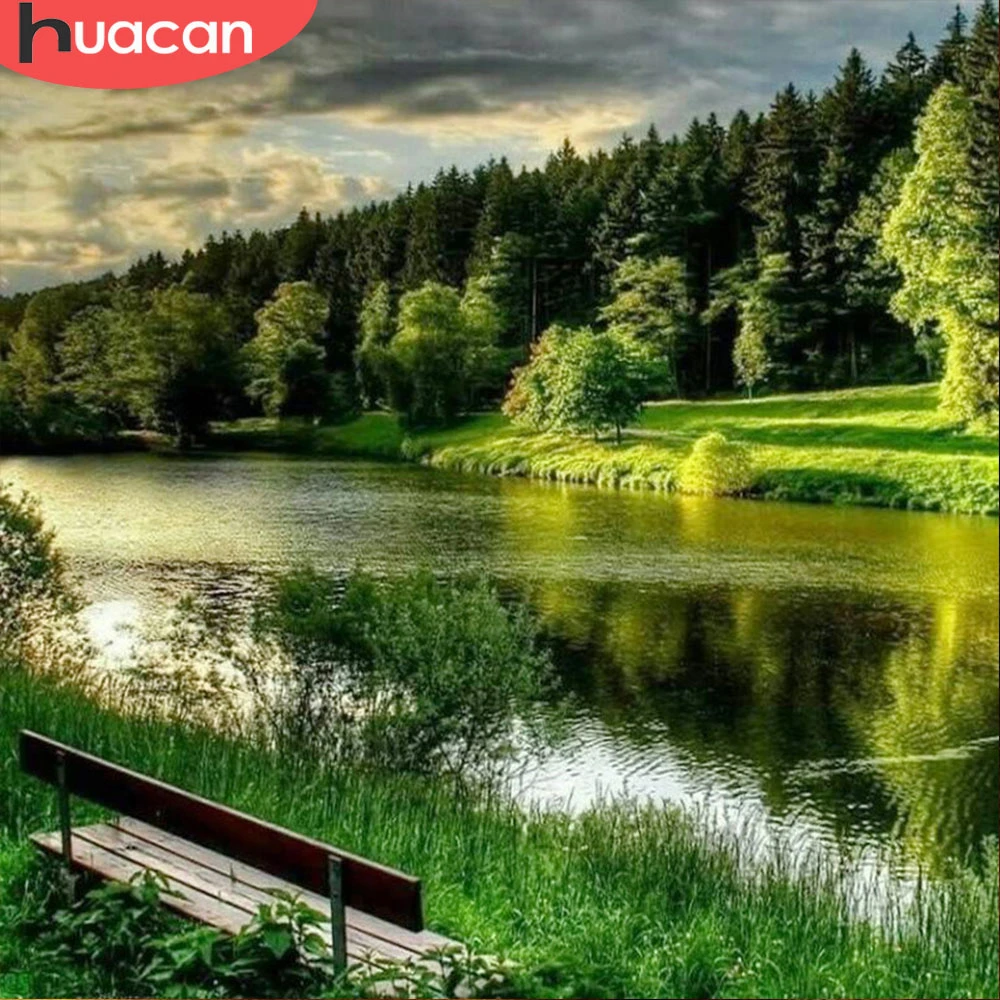 HUACAN 5D DIY Diamond Painting Nature Landscape Full Square/Round Drill Diamond Embroidery River Needlework Home Decor diamond painting diamond art painting kit diamond painting set