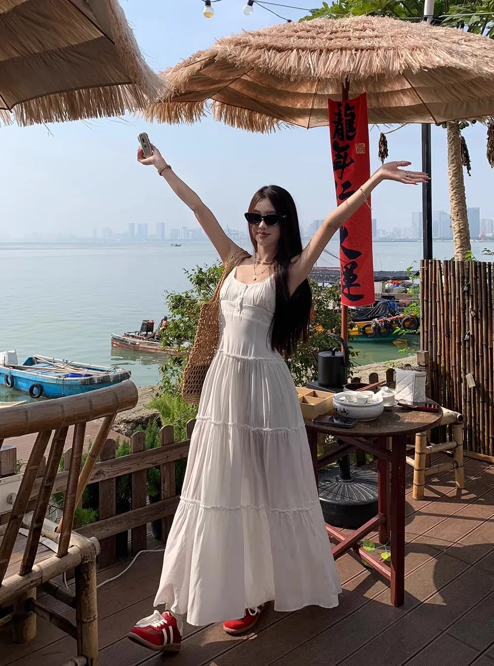 French Elegant Dresses for Women Solid Spaghetti Strap Summer New Ruffles A-line Casual Korean Chic Midi Vestidos Mujer
