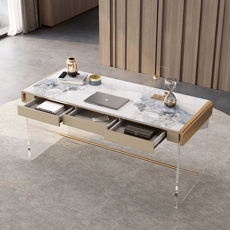 Acrylic Stone Desk Modern Simple Home Study Desk Senior Light Luxury Computer Writing Desk