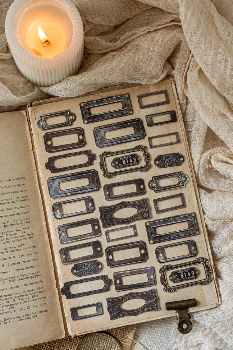 30 teile/paket Vintage hohl-out tags Aufkleber Dekorative diy Scrapbooking Materialien Kunst Collage Schreibwaren Ästhetik Aufkleber – Detail 9