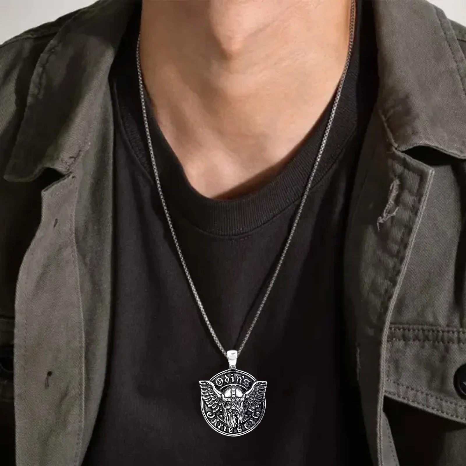 FANDAO-Norse Viking Amulet Stainless Steel Jewelry Vintage Scandinavian Warrior Pendants Necklace