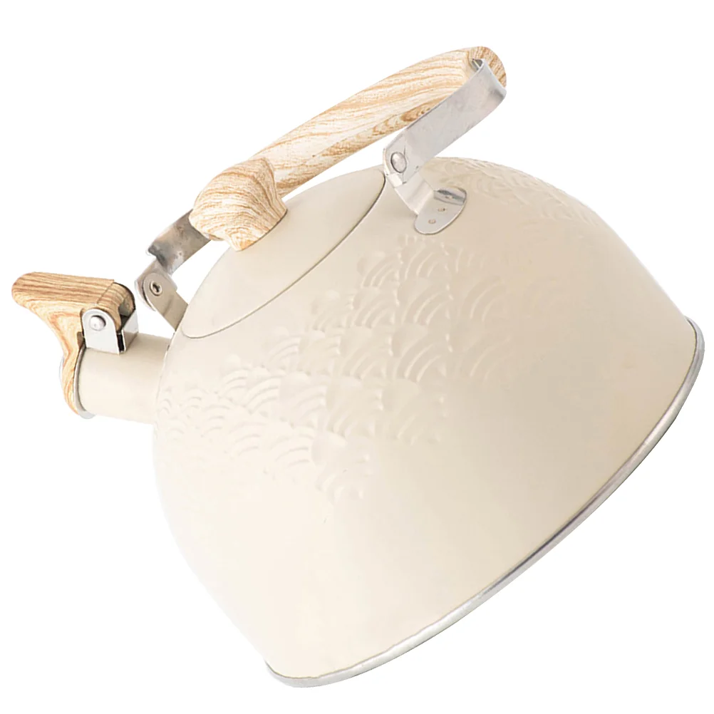 

Whistle Kettle Whistling Teapot Coffee Boiling with Wooden Handle Metal