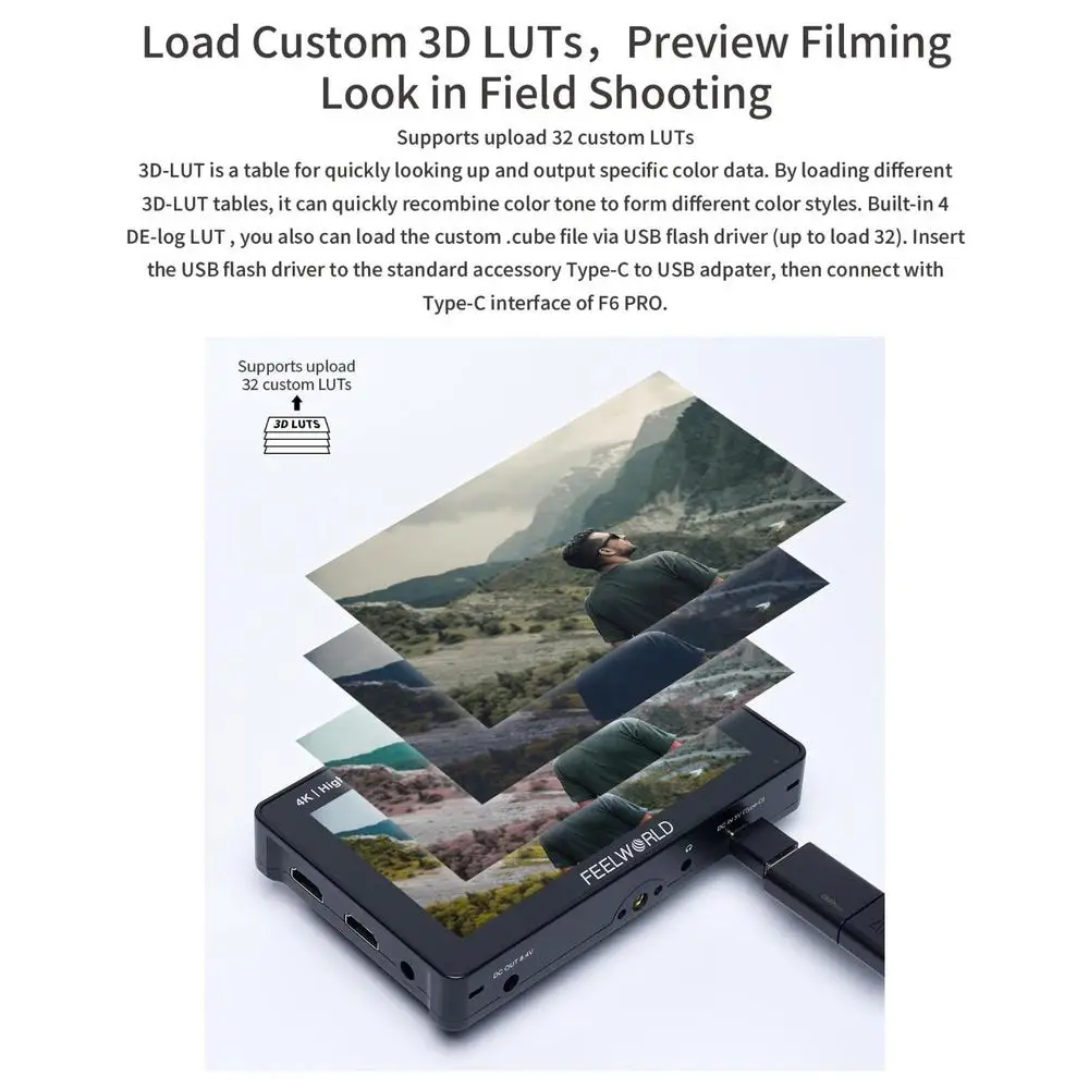 F6 Pro 5.5 Inch DSLR Camera Filed Monitor Touch Screen 1600nits Ultra Bright IPS