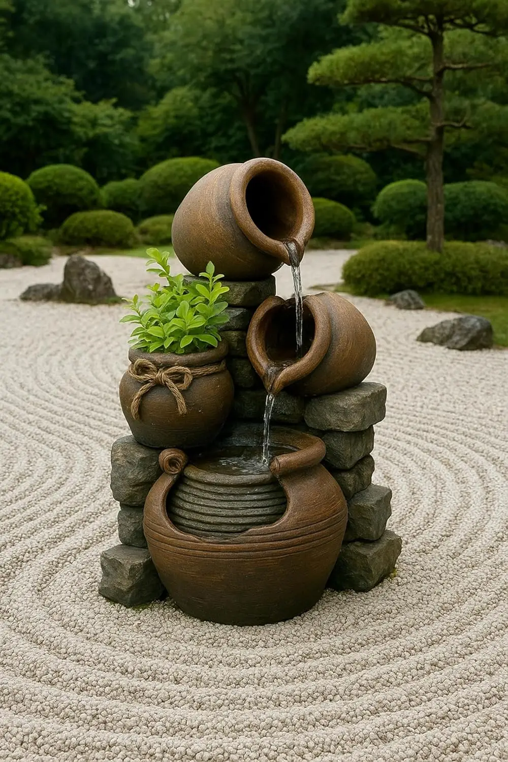 Outdoor Water Fountain with Flower Pots - view 3
