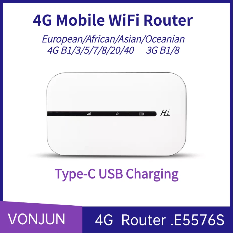 Vonjun Sbloccato E5576 4G Hotspot Cat4 Pocket Wifi Router Lte Mobile Sim Card Mifi