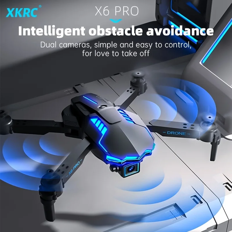 

XKRC X6 Foldable Drone Dual Camera LED Light Obstacle Avoidance, Optical Flow Positioning, Smart Return, Emergency Stop