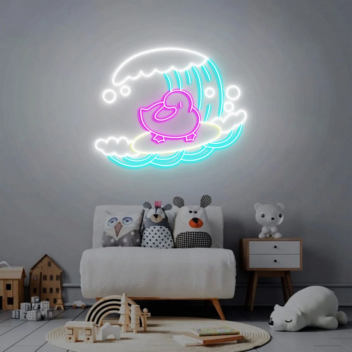 

Неоновая вывеска «утка» для серфинга, светодиодная вывеска «утка» для комнаты, Настенный декор, украшение «утка» для детской игровой комнаты, декор для детской комнаты, ракушки, подарок на день рождения