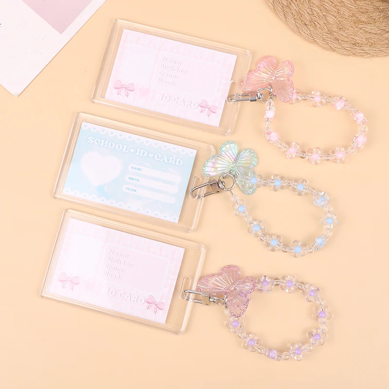 

Credit ID Bank Card Display Holder Bus Card Protective Case Crystal Butterfly Photocard Holder