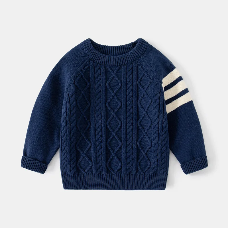 thumbnail image 1 of Autumn Winter Children Sweater Long Sleeve Round Neck Knitted Sweaters Korean Style Cotton Pullover Sweaters for Kids Boys, 1 of 6
