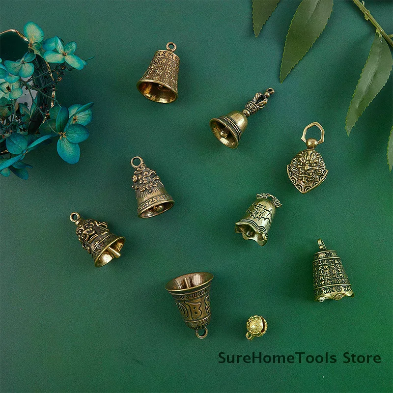 Elegant Brass Bell & Gourd Pendant Keychain