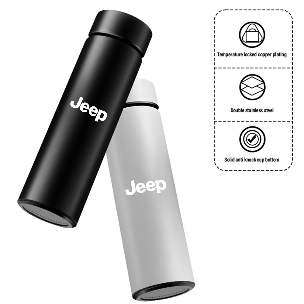 Car Stainless Steel Smart Thermos Mug Thermos LED Display Temperature For Jeep Renegade Patriot Wrangler Cherokee Compass Trail