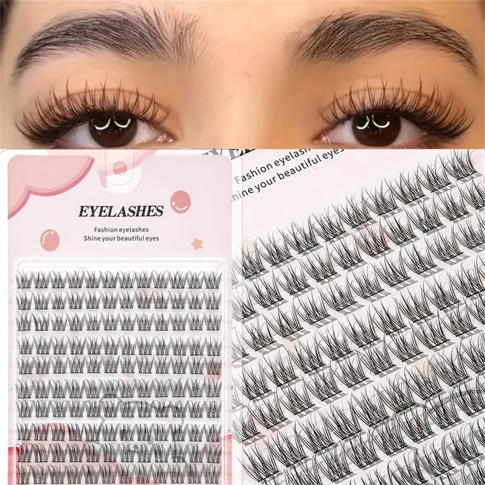 120 Pcs False Eyelash , Cartoon-Style Natural Look,  Dense and Fluffy, Crossed Design for Realistic Bundles, Ideal for Novices