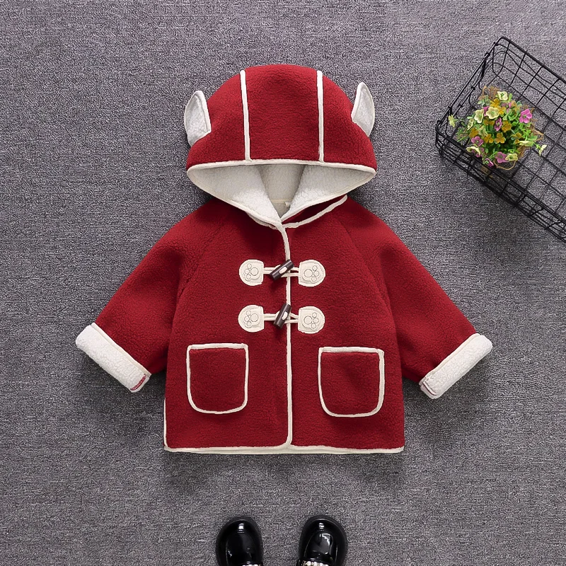 Winter New Red Christmas Party Baby Girl Coat, Fashionable Korean Style Children'S Long Sleeved Clothes (1-4 Years Old)