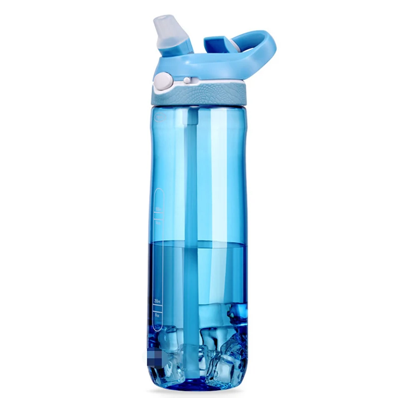 Description Picture 5 of item750ml Portable Sports Water Bottle With Straw For Camping Hiking Outdoor Plastic Transparent BPA Free Bottle For Men Drinkware