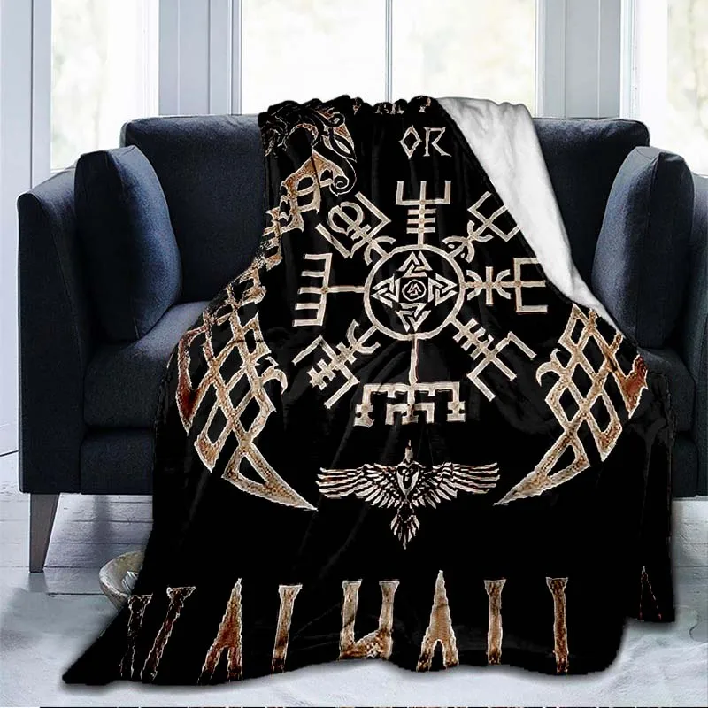 

The Vikings Ancient Scandinavian Norse Runes Axes 3D Soft Throw Blanket Lightweight Flannel Blanket