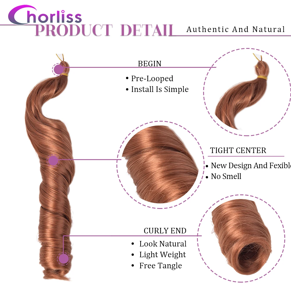 22 Inch Loose Wave Spiral Curl Synthetic Braids High Temperature Ombre Pre Stretched Hair Extensions French Curls For Women 6