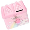 Unicorn Piggy Bank for Girls Banks Kids Cartoon Present House Shape Pink Tinplate 1