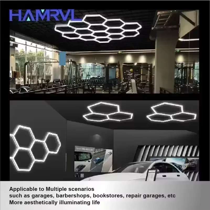 Diamond LED Ceiling Light Hexagonal Design for Garage Barber Shop Gym Exhibition Hall Ceiling Light Decoration Lighting
