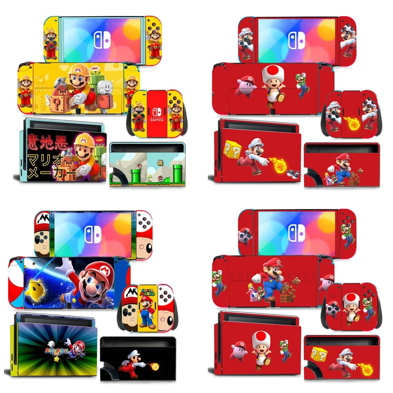 Super Mario Bros Sticker Skin Per Nintendo Switch Oled Console Anime Protector Skin Adesivi Antigraffio Per Controller Joy-Con