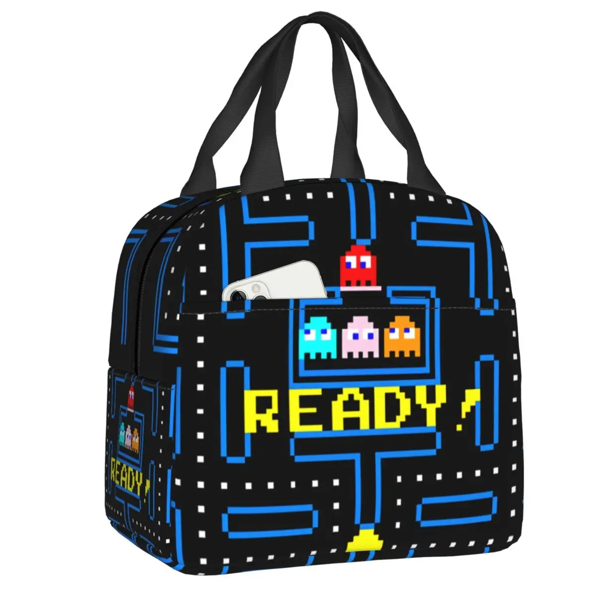 

Arcade Game Insulated Lunch Tote Bag for Women Children Geeks Doodle Games Reusable Thermal Cooler Lunch Box Food Container Bags