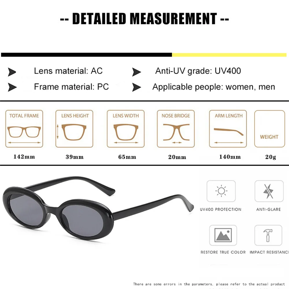 Trendy Retro Oval Sunglasses Small Frame Sunglasses For Women / Men Jelly Color Gothic Glasses UV400 Street Glasses