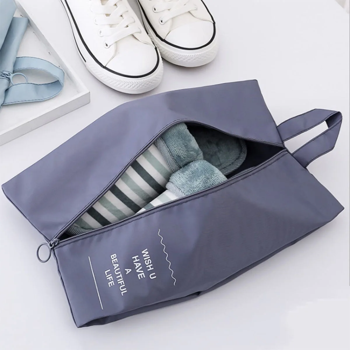 1pc-Travel Shoe Storage Bag Foldable Waterproof Shoe Bag Large Capacity Portable Sports Shoes Dustproof Slippers Organizer