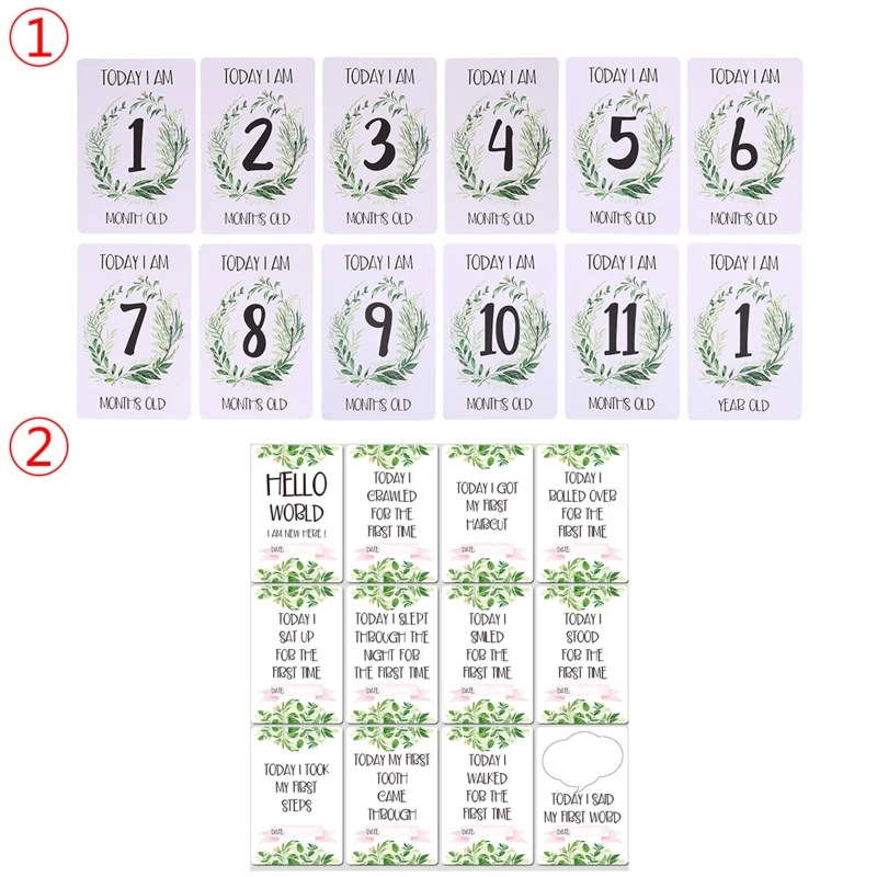 12 Sheet Milestone Photo Sharing Cards Gift Set Baby Age Cards-Baby Milestone Cards, Photo-Newborn
