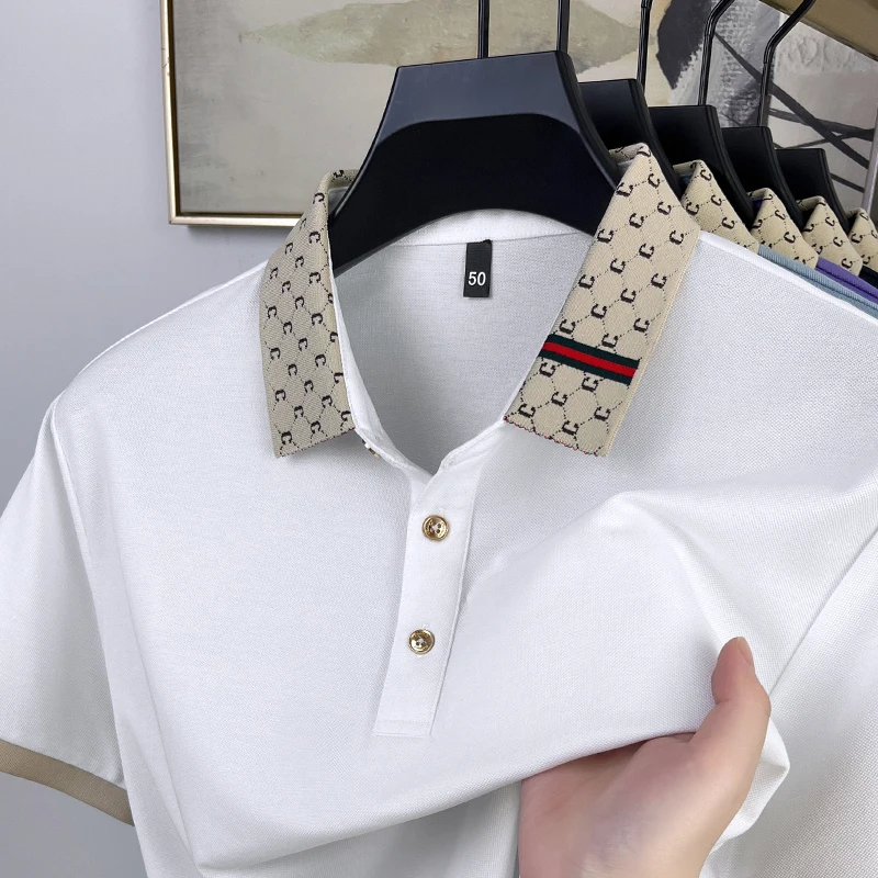 أزياء العلامة التجارية، قميص بولو رجالي راقي بأكما...