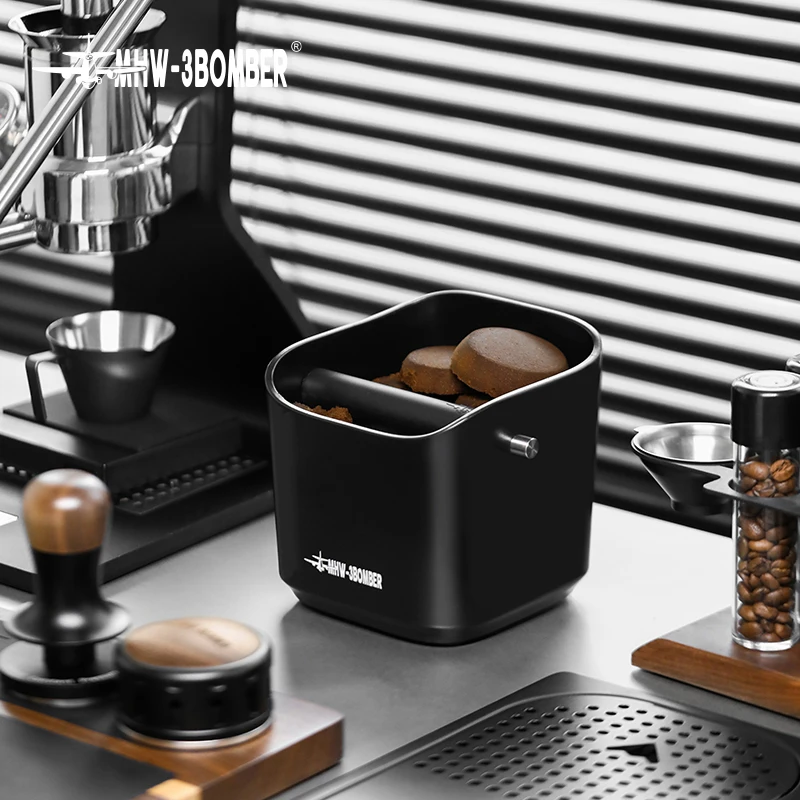 Knock Box Per Caffè Espresso In Legno Di Acacia: Silenziosa E Pratica Con Base Antiscivolo, Accessorio Bar Per Macchina Espresso