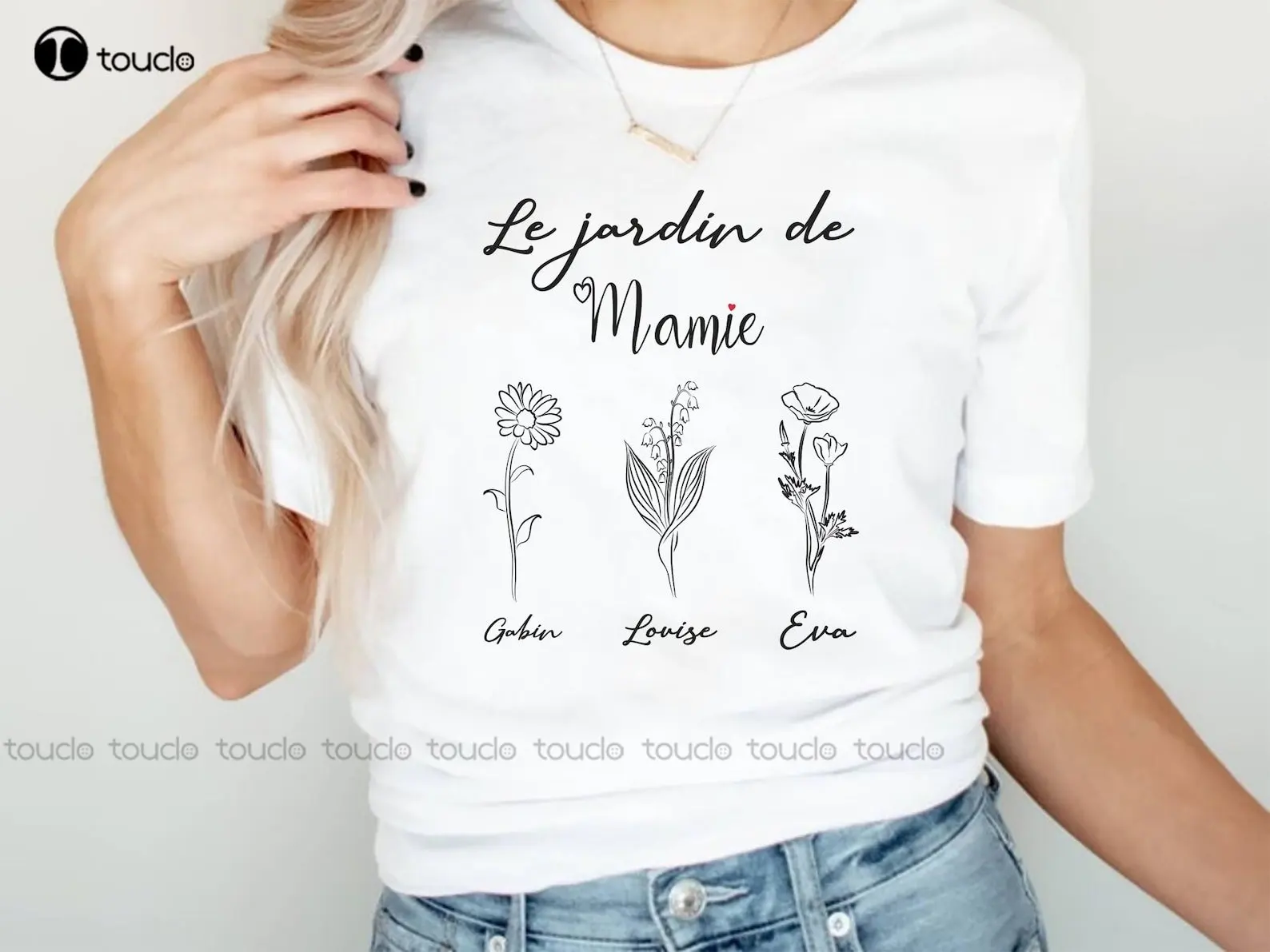 Teeshirt Blanc Personnalisé Fleur Le Jardin De Mamie Cadeau Personnalisé Fete Des Grands Mberes Fleur Du Mois Regalo Personalizzato Xs-5Xl