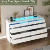 White Dresser for Bedroom Chest of Drawer with Glass Top Modern Double Wide Drawer Organizer Cabinet for Living Room (White) 5