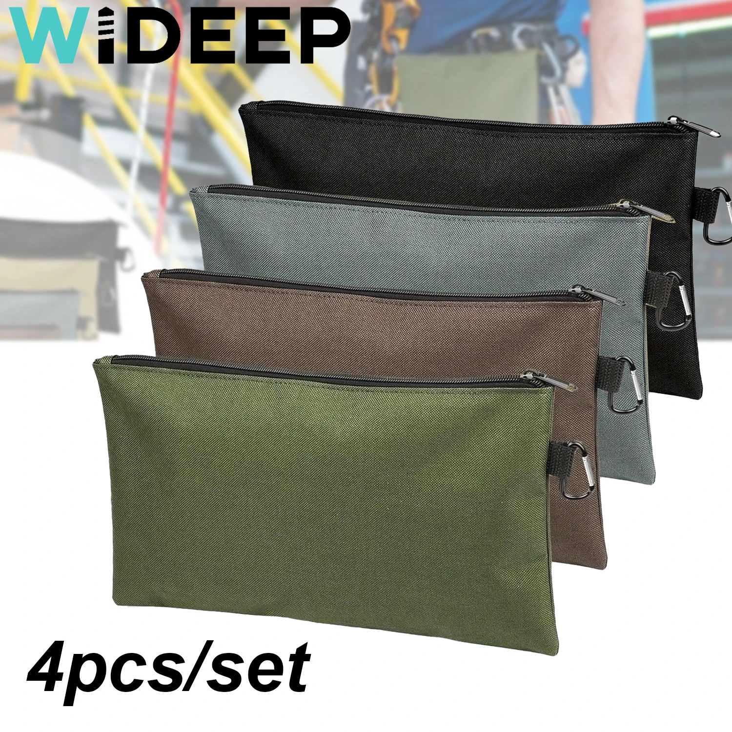 4 sztuk/zestaw torba na narzędzia etui na zamek błyskawiczny, uniwersalny organizer do przechowywania narzędzia woreczki z karabińczykiem metalowy zamek błyskawiczny na narzędzia
