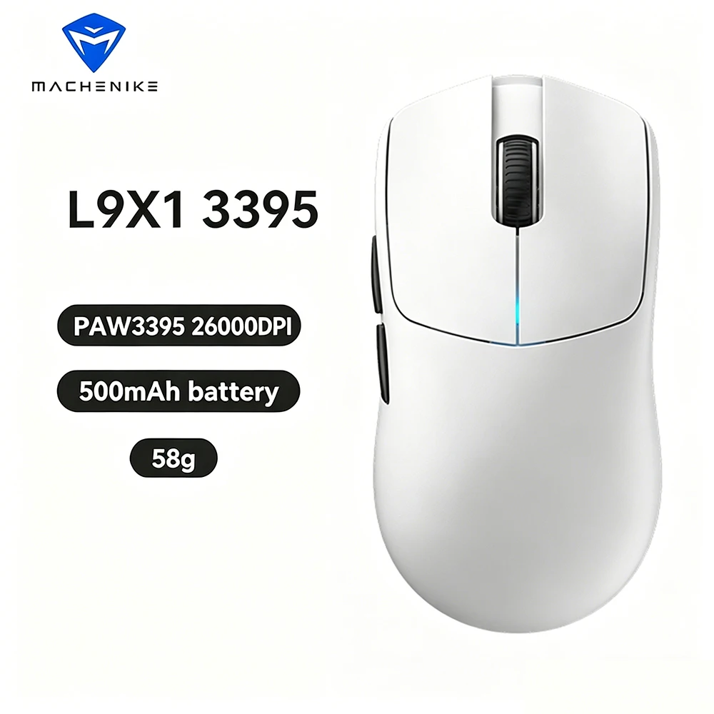 MACHENIKE L9X1 무선 게이밍 마우스 52G 경량 디자인 PAW3395 PAW3311 1000Hz 폴링 레이트 사무실 PC용 인체공학적 마우스