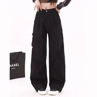 High Street Female Straight Leg Trousers Girls Chic Retro High Waist Slacks Lady Fashion Comfortable Baggy Cargo Pants - Image 2