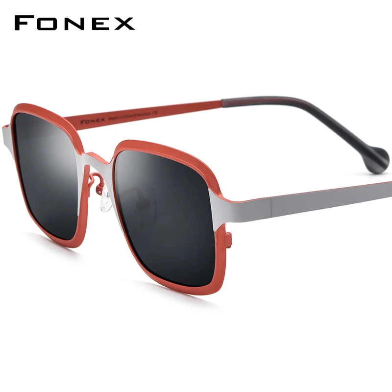 

FONEX Pure Titanium Sunglasses Men Fashion Retro 2024 New Square High Quality Polarized UV400 Sun Glasses Women Shades F85805T