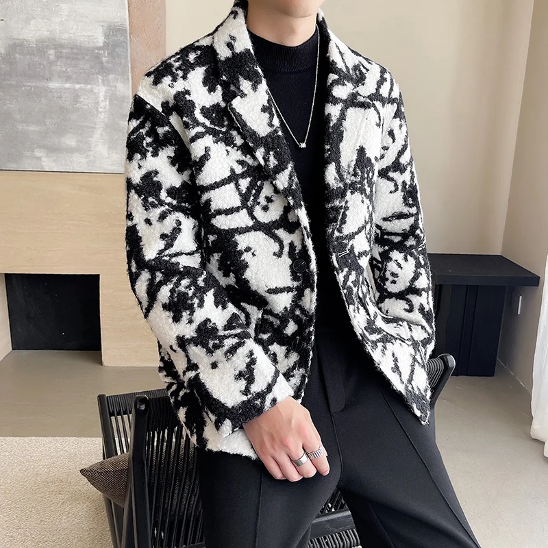 winter Business woolen Blazers Men Autumn Vintage Mens Jackets fashion Casual Slim Fit Suit Male Size M-3XL Blazer male