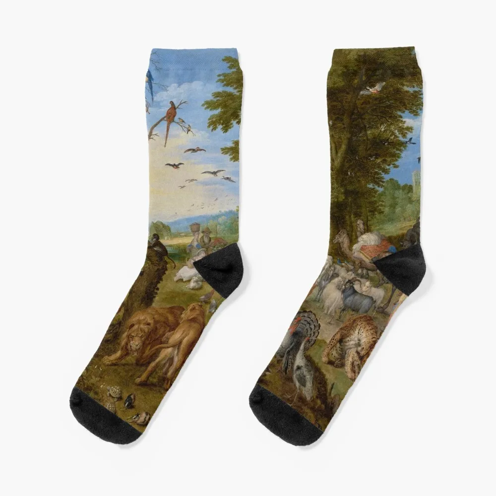 

The Entry of the Animals into Noah's Ark - Jan Brueghel the Elder Socks Wholesale basketball Socks For Men Women's