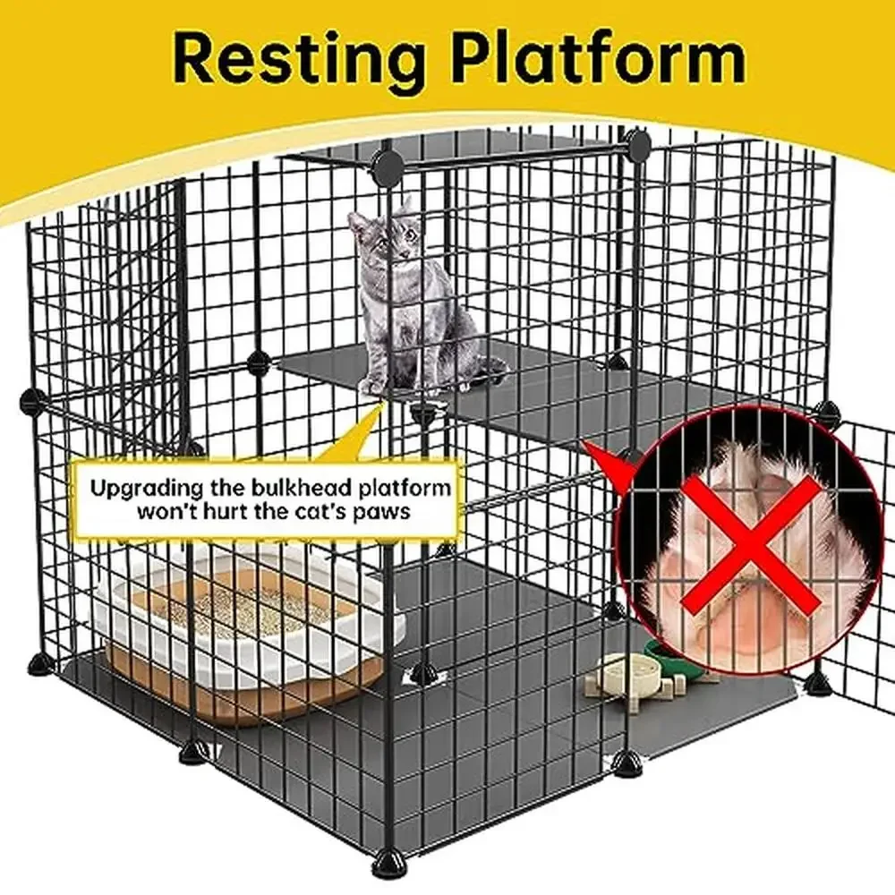 3-Tier Cat Cage Playpen DIY Enclosure Metal Wire Kennels 2Lx2Wx3H Crate Large Exercise Place Ideal Cats Kittens Vertical Space cat cage