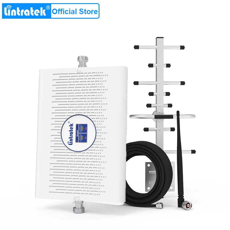 Фото Lintratek 2G 3G 4G Сотовый усилитель B28 700 B5 850 900 1800 2100 МГц усилитель сигнала GSM двухдиапазонный ретранслятор комплект антенн Yagi №1