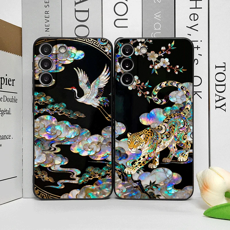 Chinese-Style Dragon Leopard Marble Texture Phone Case - Elegant Soft Cover