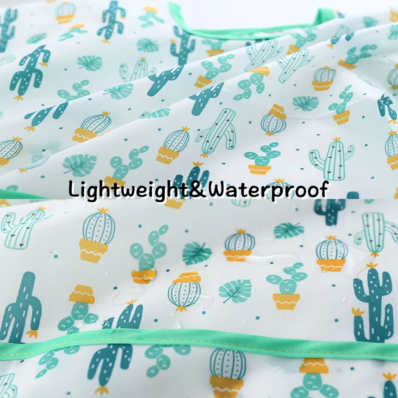 Baby Bib Sleeved Baby Bib Cartoon Print Toddler Bib Smock Waterproof Washable Stain and Odor Resistant