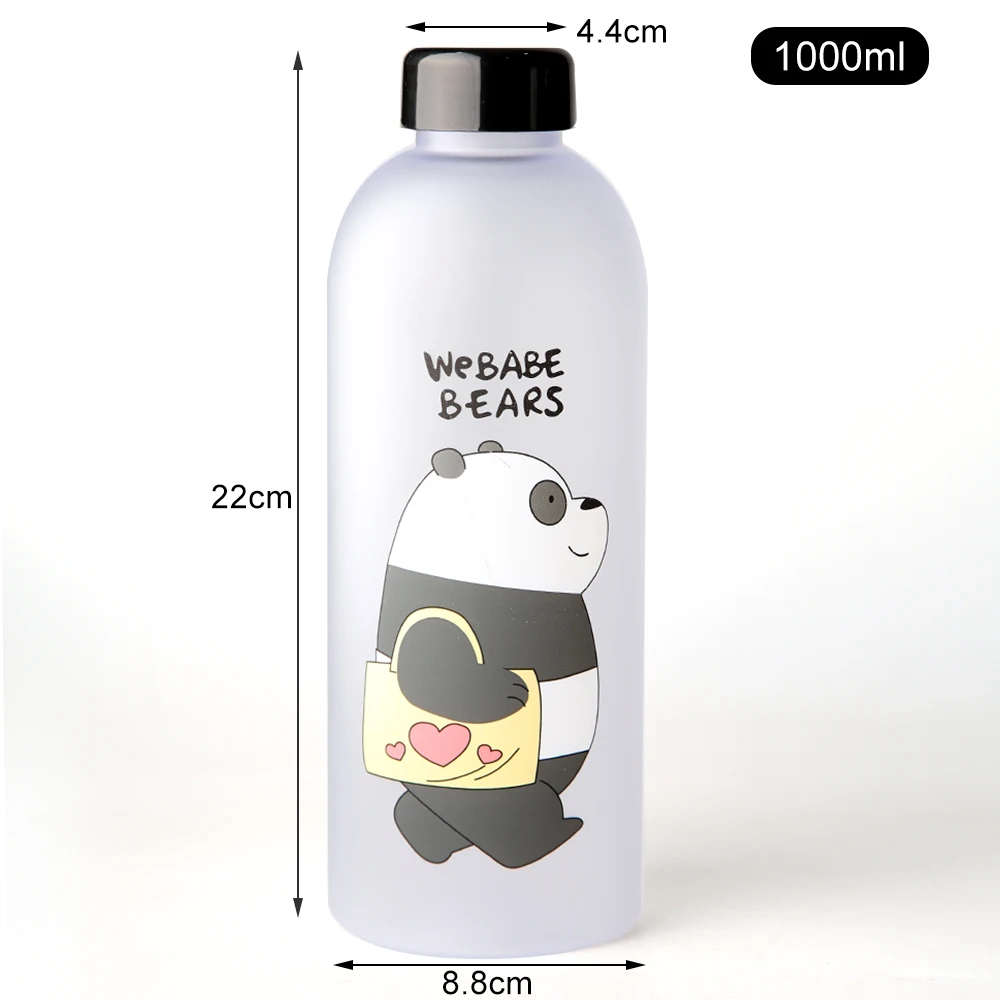 1L Water Bottles, Cute Panda Bear Cup With Straw, Transparent Cartoon Bottle,  Icy Glasses. 
