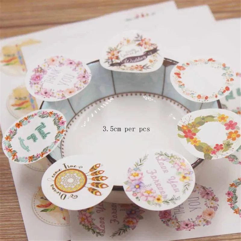 

1200pcs Multi style funny stickers Floral Thank You Sticker for seal label New year sticker decoration sticker Wishes for kids