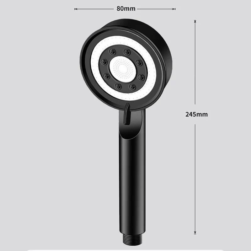 Black Silver Shower Head High Pressure 5 Modes Water Saving Nozzle Powerful Pressurized Spa Handheld Showers Bathroom accessorie 6