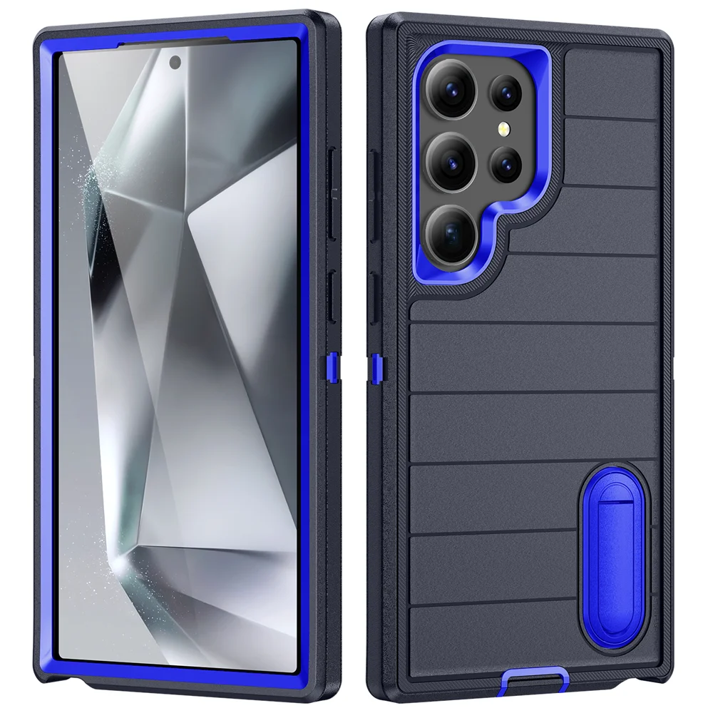 Nova capa de proteção híbrida 3 em 1 Defender para Samsung Galaxy S24 Ultra Kickstand Body Cover Funda S24Plus_voghion.com