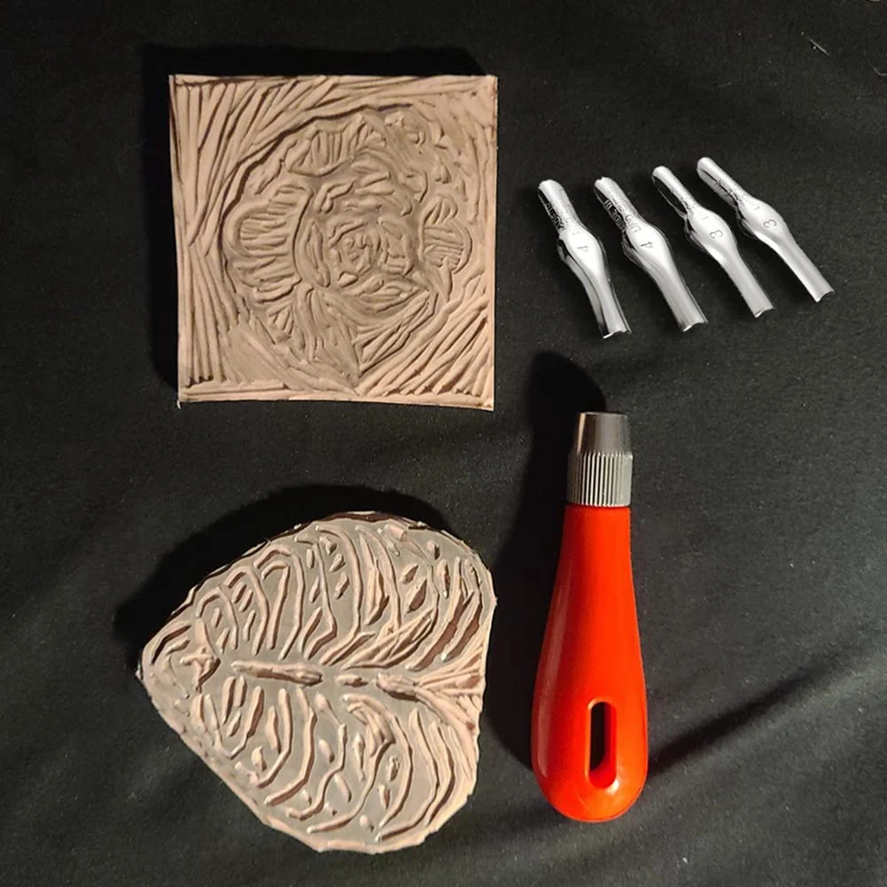 Linoleum Carving Chisel Set 2 Sets Craft Lino Cutters with 6 Assorted Blades for Lino Cutting and Crafting Carvings DIY Craft