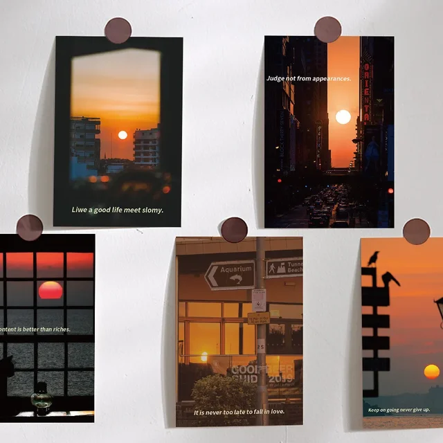 Filled with The Atmosphere of Cards and Postcards with Self-adhesive Decorations on The Bedroom Wall As The Background 2
