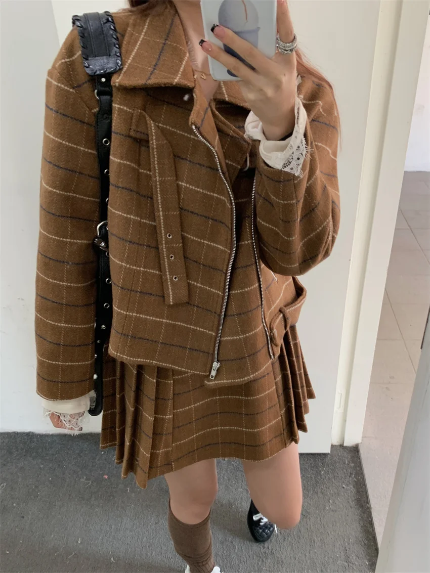 

Alien Kitty винтажные универсальные клетчатые куртки для женщин с хлопковой подкладкой новые весенние офисные женские узкие костюмы 2024